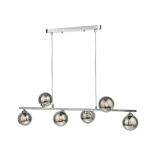 Luminaire Center Suspension Spiral Chrome poli, verre fumé