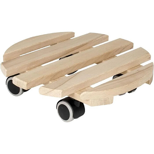 EDA Plastiques Support a Roulettes - EDA - Ø 30 cm en Bois de Hetre - 4 roulettes