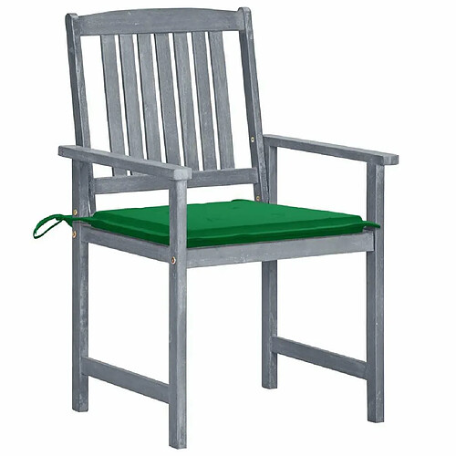 Maison Chic Lot de 8 Chaises de jardin,Fauteuil d'extérieur avec coussins Bois d'acacia solide Gris -MN86097