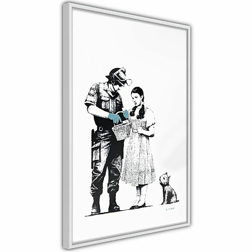 Paris Prix Affiche Murale Encadrée Banksy Stop and Search 30 x 45 cm Blanc