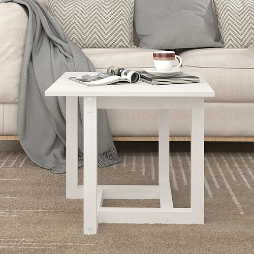 Maison Chic Table basse,Table Console Table d'appoint, Table pour salon Blanc 50x50x45 cm Bois massif de pin -MN87807