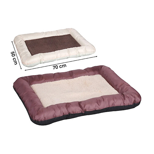 LOT DE 2 DOGI COUSSIN TAPIS MATELAS IMPERMEABLE POUR CHIENS ET CHATS ANIMAUX 50X70CM 2 COULEURS MARRON/BEIGE MIX+Dogi