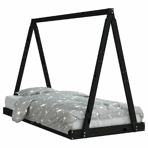 Maison Chic Lit simple Cadre de lit pour enfants,Lit d'Enfant Moderne noir 90x190 cm bois de pin massif -MN43220