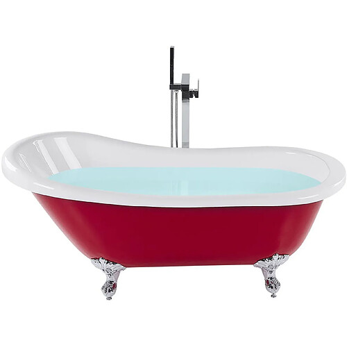 Beliani Baignoire îlot rouge 170 x 76 cm CAYMAN