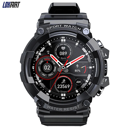 Lokmat Attack 3 Smart Sports Watch 1.28 -in TFT TFT Full Touch Screen Bluetooth Call ECG Monitor multiple Mode Sports Musique Bluetooth / Assistance photo à distance Android / iOS Black