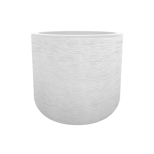 Pot de fleurs rond en plastique Graphit Up blanc cérusé - Ø 50 cm - Eda