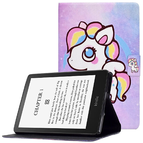 Etui en PU magnétique avec support et porte-cartes pour votre Amazon Kindle Paperwhite 5 (2021) - Poney coloré