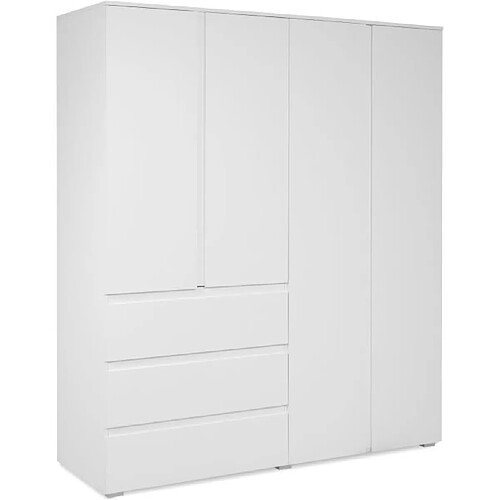 Armoire - Image 60C - Décor blanc - 4 portes, 2 tiroirs - 160 x 55 x 191 cm