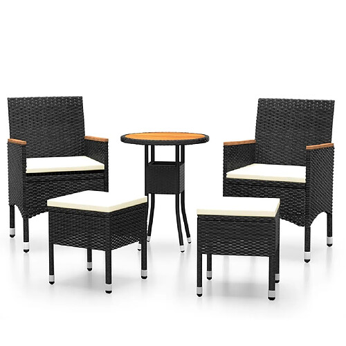 Maison Chic Salon de jardin 5 pcs | Ensemble de Table et chaises | Mobilier d'Extérieur Résine tressée Noir -GKD49818