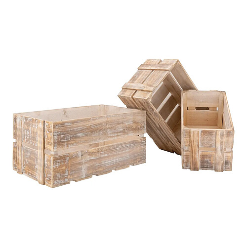 Aubry Gaspard Caisse en bois vieilli (Lot de 3).