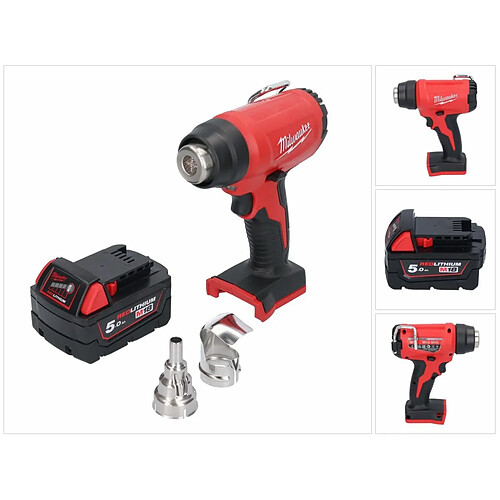 Milwaukee M18 BHG-501 Pistolet à air chaud sans fil 18 V 470 °C + 1x Batterie 5,0 Ah - sans chargeur