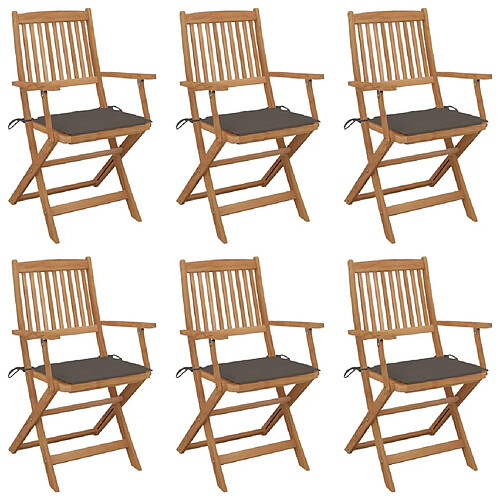 vidaXL Chaises pliables de jardin lot de 6 avec coussins Bois d'acacia