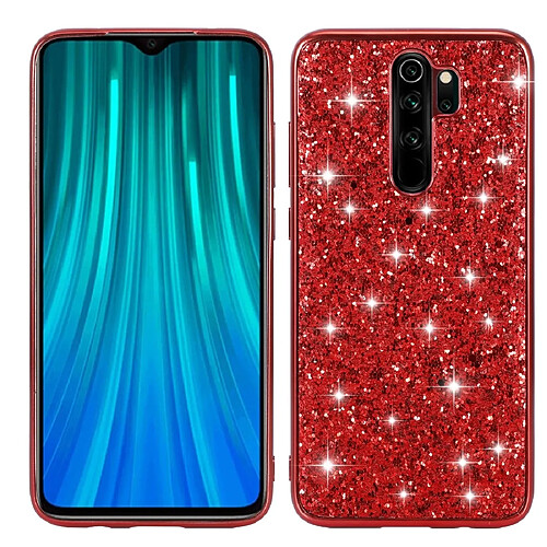 Wewoo Coque Pour Xiaomi Redmi Note 8 Pro TPU antichoc en poudre scintillante rouge