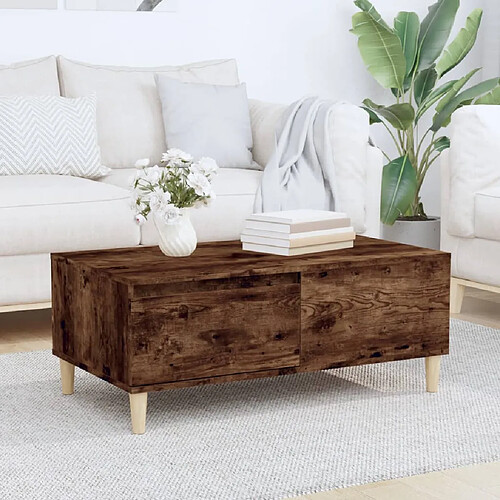 vidaXL Table basse Chêne fumé 90x50x36,5 cm Bois d'ingénierie