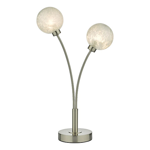 Lampe de Table à 2 Lumières Nickel Satiné Verre Givré