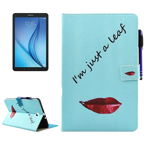 Wewoo Housse Étui pour Samsung Galaxy Tab E 9.6 / T560 Lèvres et Feuilles Motif Horizontal en cuir Flip avec support & Portefeuille & Slots de cartes Sleep / Wake-up Fonction & Pen Slot