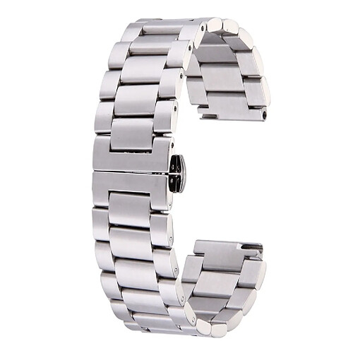 Wewoo Bracelet argent pour Huawei montre intelligente cachée papillon boucle 3 perles en acier inoxydable