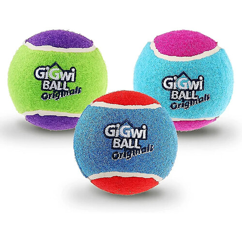 Jouet de tennis pour chien - Jouet de sport pour chien, balle de tennis grinçante pour petits, moyens et grands chiens, (lot de 3)