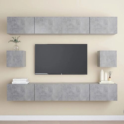 vidaXL Ensemble de meubles TV 6 pcs Gris béton Bois d'ingénierie