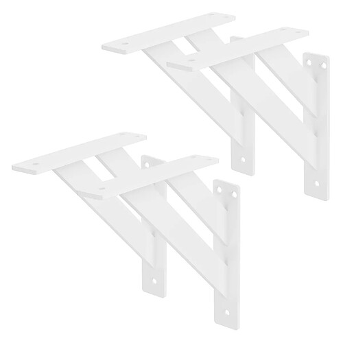 ML-Design 4x Équerres étagère mural support d'angle en aluminium blanc robuste 180x180 mm