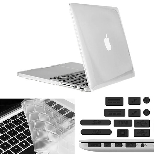 Wewoo Housse Étui blanc pour Macbook Pro Retina 15,4 pouces Chapeau-Prince 3 en 1 Crystal Hard Shell de protection avec clavier de et prise de poussière de port