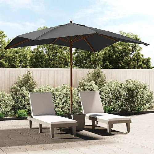 vidaXL Parasol de jardin avec mât en bois anthracite 300x300x273 cm