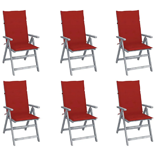 vidaXL Chaises inclinables de jardin lot de 6 et coussins Bois acacia