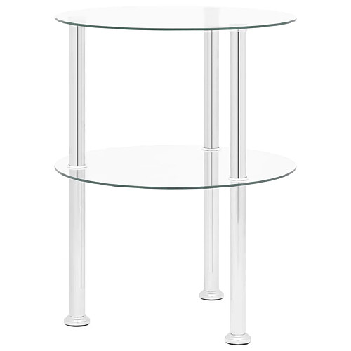 vidaXL Table d'appoint 2 niveaux Transparent 38 cm Verre trempé