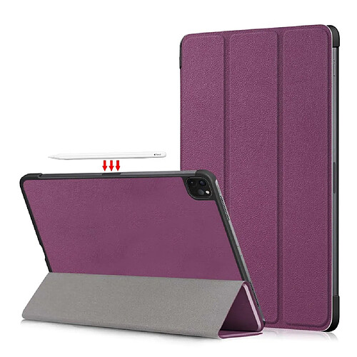 Etui en PU avec support tri-pliure violet pour votre Apple iPad Pro 11 pouces (2021)/(2020)/(2018)/Air (2020)