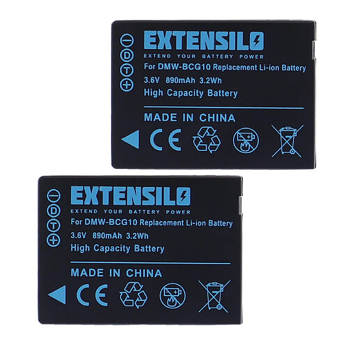 Vhbw EXTENSILO 2x Batteries compatible avec Panasonic Lumix DMC-TZ31, DMC-TZ36, DMC-TZ6, DMC-TZ7 appareil photo, reflex numérique (890mAh, 3,6V, Li-ion)