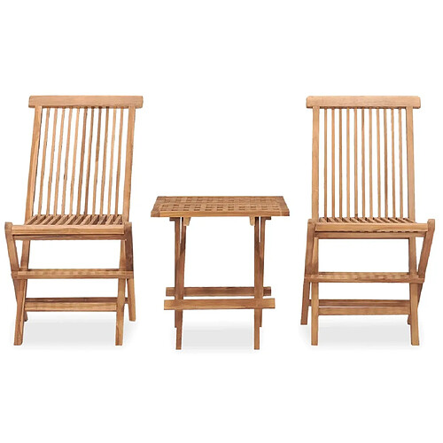 Maison Chic Mobilier à dîner pliable 3 pcs de jardin - Ensemble table et chaises d'extérieur - Salon/Mobilier de jardin classique Bois solide de teck -MN12721