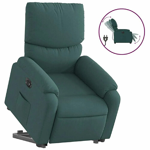 Maison Chic Fauteuil Relax pour salon, Fauteuil inclinable électrique vert foncé tissu -GKD40806