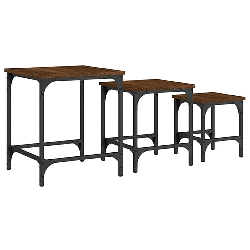 Maison Chic Lot de 3 Tables basses gigognes pour salon | Table à café chêne marron bois d'ingénierie -GKD52435