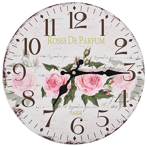 Decoshop26 Horloge murale vintage Fleur 30 cm DEC022256