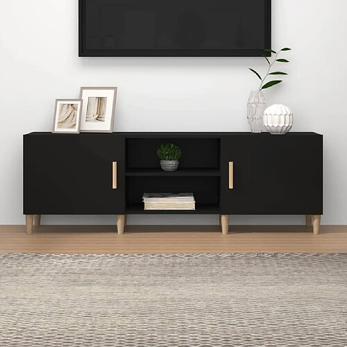 Maison Chic Meuble TV scandinave - Banc TV pour salon Noir 150x30x50 cm Bois d'ingénierie -MN39157