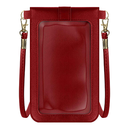 Avizar Sac Bandoulière pour Smartphone Fenêtre Tactile avec Sangle 1.40m rouge