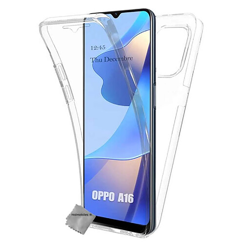 Htdmobiles Coque silicone gel fine 360 integrale (avant et arriere) pour Oppo A16 / A16s + verre trempe - TRANSPARENT