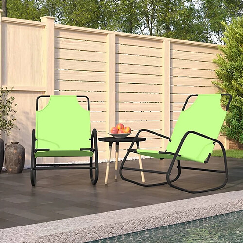 Maison Chic Lot de 2 Chaises longues à bascule | Bain de soleil Relax | Transat Vert Acier et textilène -GKD25024