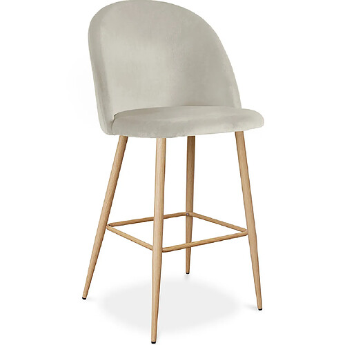 ICONIK INTERIOR Tabouret tapissé en velours - Design scandinave - Evelyne Gris clair