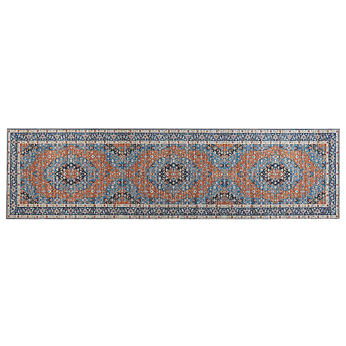 Beliani Tapis bleu et orange 80 x 300 cm MIDALAM