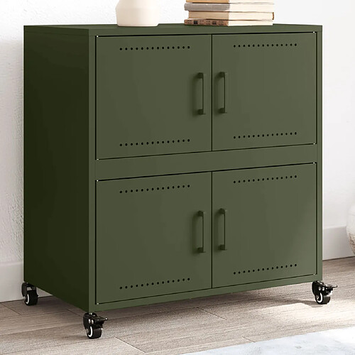 vidaXL Buffet vert olive 68x39x72 cm acier