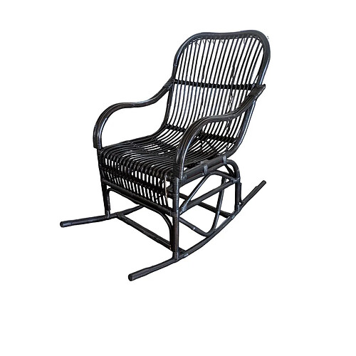 Fauteuil à Bascule Romimex Noir Rotin 55 x 105 x 90 cm