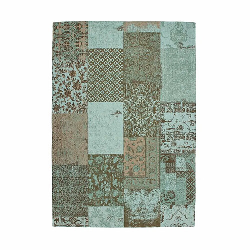 Paris Prix Tapis Tissé Vintage Patchwork Symphony Turquoise 120 x 170 cm