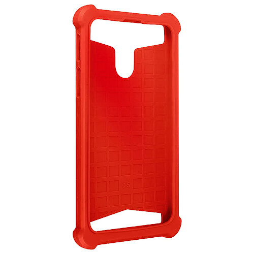 Avizar Coque Smartphone 4.3'' à 4.7'' Silicone Gel Coins Renforcés Dos Effet Cuir Rouge