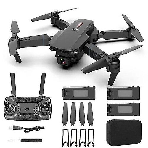 Universal E88 4K HD Dual Camera Drone avec 2.4G stabilisateur cardan 6 axes télécommandé Quadcopter WiFi FPV raccordement drone pliable (2CAM-4K-3B)