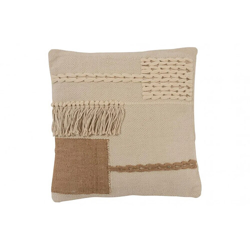 Dansmamaison Coussin Franges Carre Coton Beige