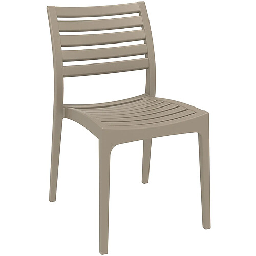 Decoshop26 Chaise de jardin en plastique design simple empilable beige 10_0000974