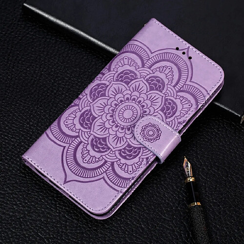 Wewoo Coque Etui à rabat en cuir Mandala avec motif gaufrage pour iPhone 11 Pro support et logements cartes portefeuille et cadre photo et lanière violet