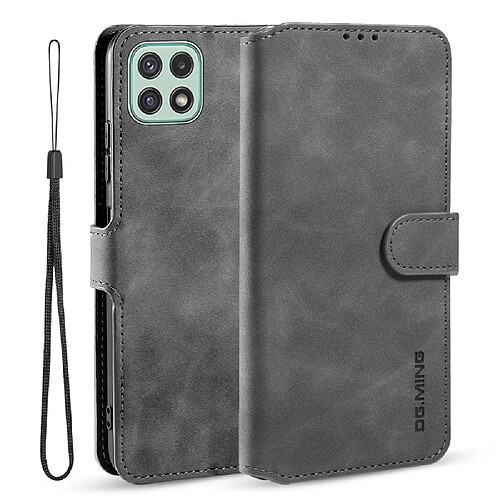 Dg.Ming Etui en PU + TPU style rétro avec support et sangle gris pour votre Samsung Galaxy A22 5G (EU Version)