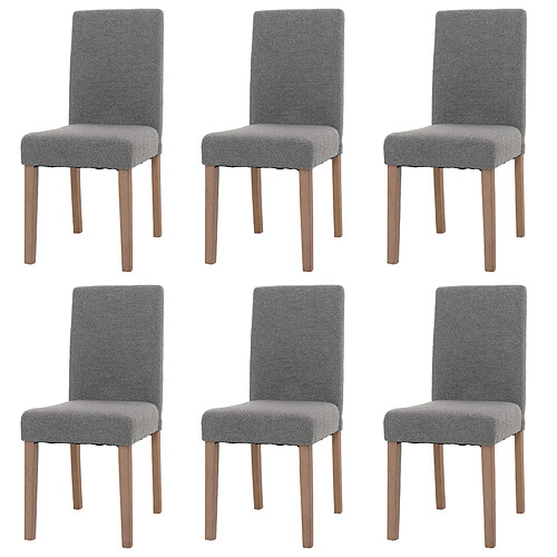 Decoshop26 Lot de 6 chaises de salle à manger dossier haut en tissu bouclé gris pieds en bois clairs 04_0007634